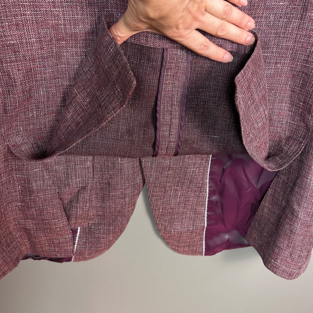 Joseph Abboud Linen blazer 46 S Unstructured heritage Hatch Burgundy Sport Coat - Picture 6 of 13